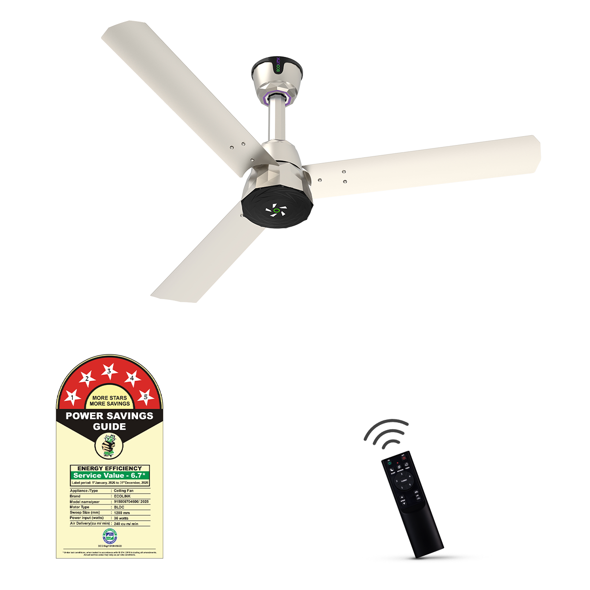 EcoLink AiroKristal 1200mm BLDC Ceiling Fan